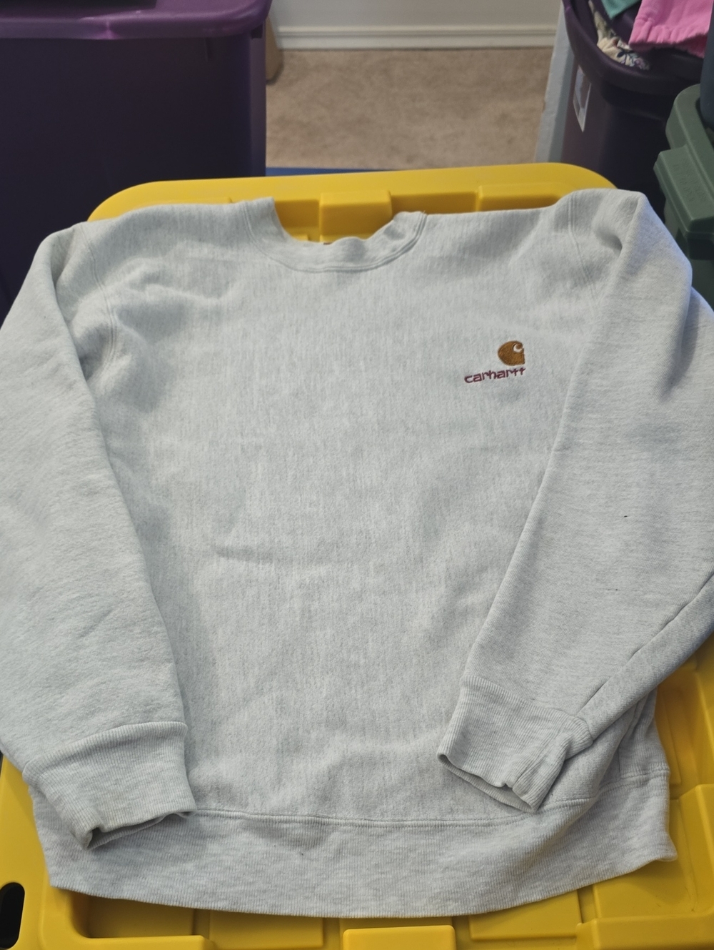 Vintage Carhartt Womens Sweatshirt. Grey. [Measurements]